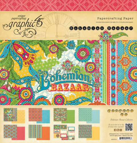 Graphic 45 Bohemian Bazaar Paper Pad 12x12 Graphic 45 Bohemian Bazaar Paper Pad 12x12